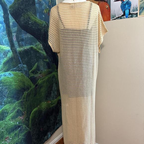 beige crochet beach cover up maxi dress resortwear boho - Picture 6 of 7